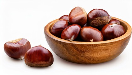 Obraz premium Chestnuts in a bowl isolate on White background