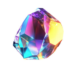 Abstract holographic rainbow geometric figure, 3d illustration, digital iridescent shape on a transparent background