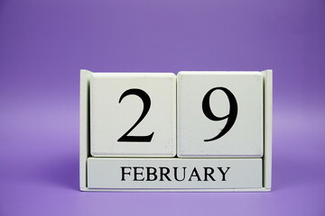 29 February wooden calendar Leap year concept background