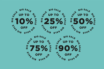 Stamp with big sale up to 10, 25, 50, 75, 90 off.