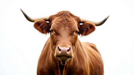 Naklejka premium Cow Portrait on White Background - High-Quality Stock Image for Dairy and Livestock Themes