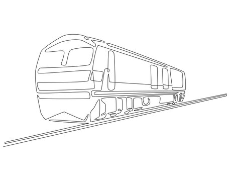 recommend clip art: Continuous one line drawing of modern train. One line drawing illustration of modern speed passenger commuter train. Transportation, railway, fast vehicle concept single line. Editable outline