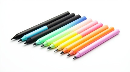 Fototapeta premium a set of colorful highlighters for business notes, organized and essential tools, isolated on white background