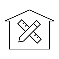 Simple Flat Home Interior Design Icon