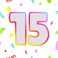 Gradient festive anniversary numbers designs with confetti