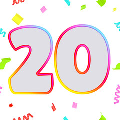 Gradient festive anniversary numbers designs with confetti