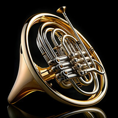 Fototapeta premium A French horn displayed against a white background