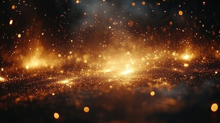 Obraz premium Glittering Gold Particles in Dark Background