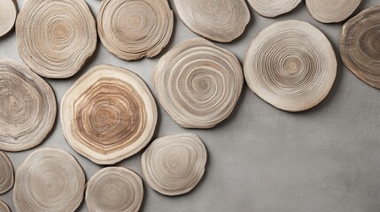 Round timber slices showcasing natural patterns