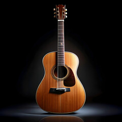 Obraz premium A guitar displayed against a black background
