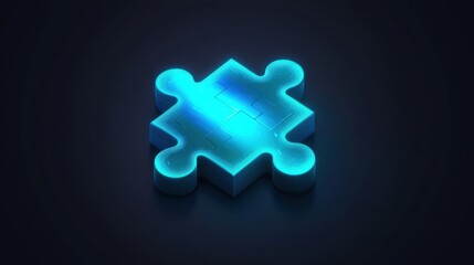 Obraz premium A glowing puzzle piece symbolizing connection and problem-solving in a digital context.