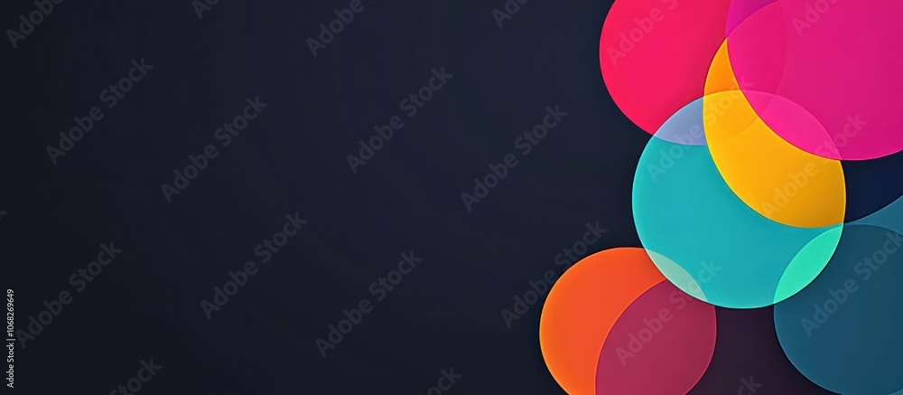 Aufkleber abstract background with overlapping colorful circles on a dark background.