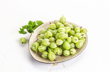 Sweet ripe gooseberries in the bowl
