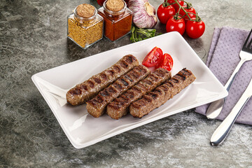 Grilled beef kebab minced meat