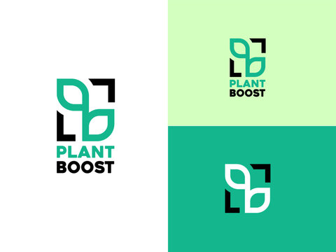Initial Letter Monogram PB with Leaf for Plant Botany Agriculture Farm logo design