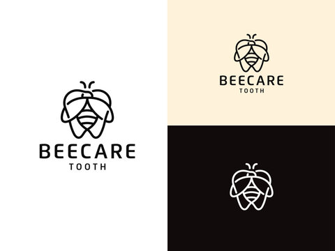 Bee and Tooth teeth combined into one logo design. Dental clinic logo design