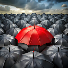 leadership-or-distinction-concept--red-umbrella-an