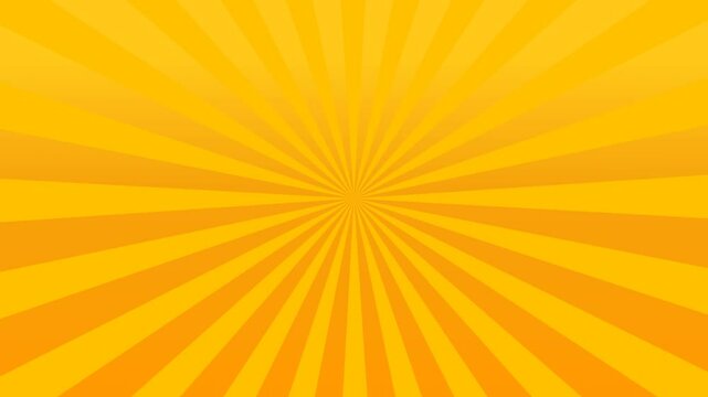 Loop animation of rotating yellow concentration lines, effect background. Loop animation background of the simple yellow sunburst.