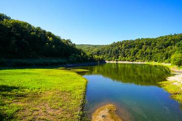 View of the Werbe an der Eder and the surrounding green nature. Landscape near Edersee in North Hesse.
