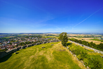 View of Homberg Efze and the surrounding green nature of the city. Landscape near the Schwalm-Eder district in northern Hesse.
