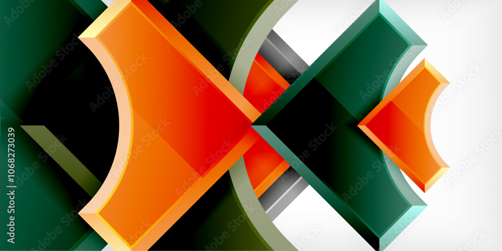 Poster geometric design abstract background - circles and triangles
