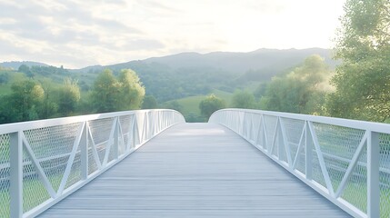 Obraz premium A bridge over a river with a view of the mountains in the background