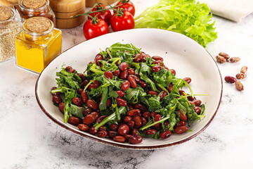 Red canned beans with arugula