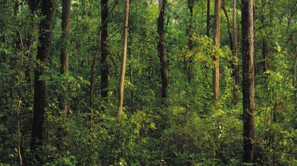 Fototapeta premium Enchanting Forest Ecosystem: Vibrant Wildlife and Lush Flora in Ultra-Detailed View