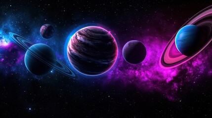 Naklejka premium Explore the stunning beauty of cosmic planets in the expansive universe