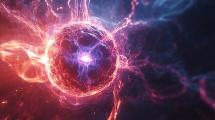 Technology background with plasma energy, nuclear fusion technology