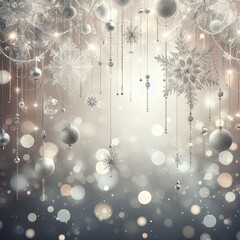 Airy Festive Background of Snowflakes and Garlands