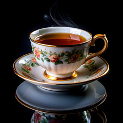 Fototapeta premium A long tea mug displayed against a black background,