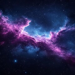 Obraz premium A vibrant cosmic scene featuring swirling purple and blue nebulae in space.