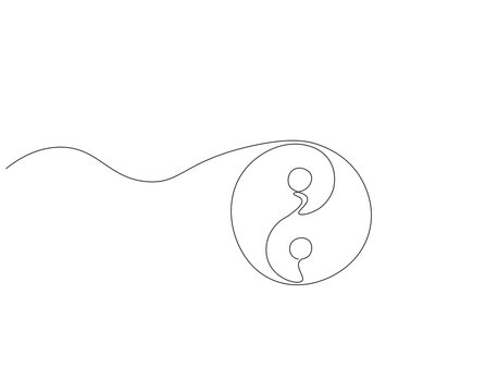 recommend clip art: Continuous one line drawing of yin yang symbol. One line drawing illustration of yin yang. Spiritual, meditation, balance concept single line. Editable outline