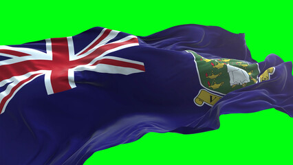 Fototapeta premium Virgin Islands UK flag - 3D realistic waving flag on green screen background for chroma key