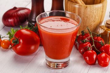 Fresh Tomato juice in the glass