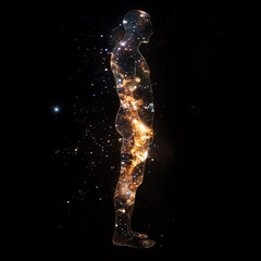 3d render of a glowing symbol glittering on night sky