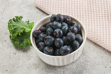 Sweet ripe blueberry on the bowl