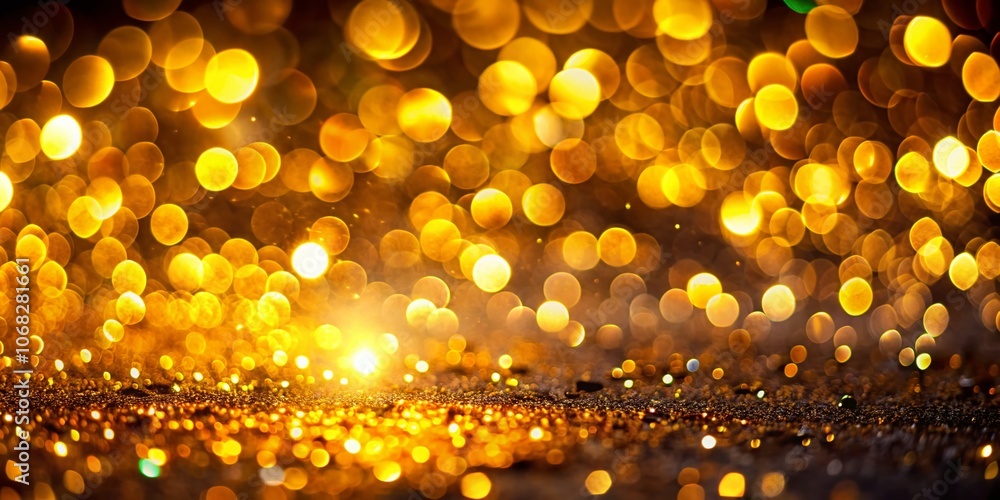 Poster captivating golden bokeh: long exposure of illuminated light in a dark background for abstract art a