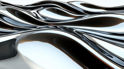 A smooth, flowing surface with reflective qualities, resembling waves or liquid metal, creating a sense of depth and movement.