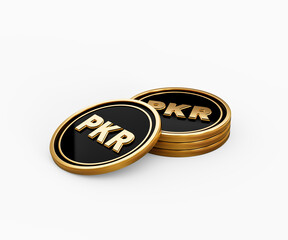 Sleek Golden And Black Pakistani Rupee Coins Rounded Coins Stack On White Background 3d Illustration