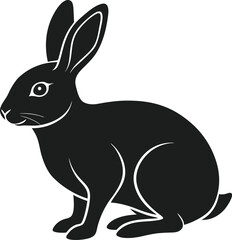 Elegant Rabbit Silhouette in Sitting Position Vector Illustration
