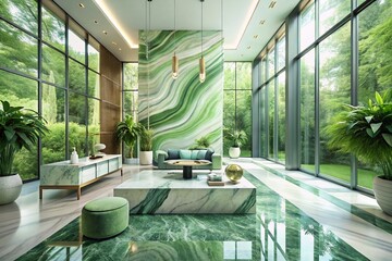 Captivating Light Green Liquid Marble Architecture: A Stunning Fusion of Nature and Design in a Contemporary Space with Elegant Patterns and Textures