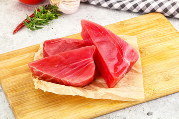 Raw fresh tuna fish steak