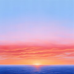 Vibrant sunset over the ocean with colorful clouds and serene waves, ideal for relaxation and nature themes.