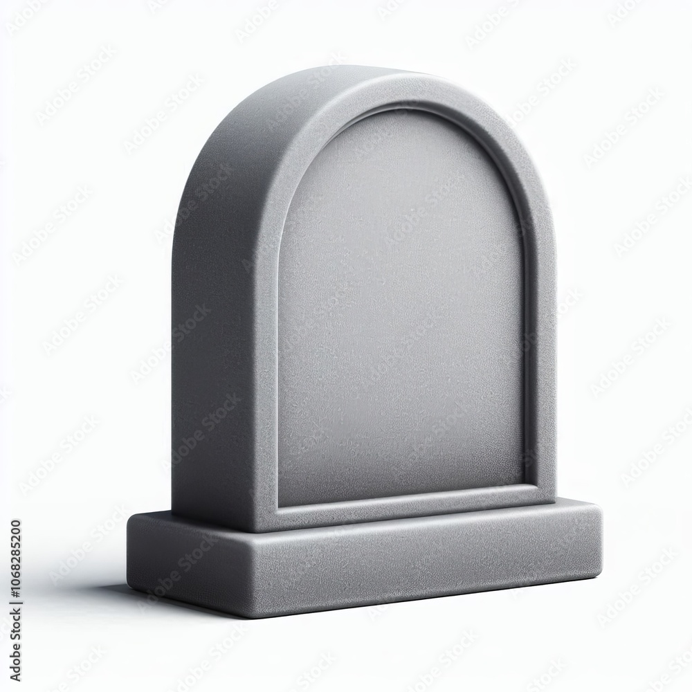 Poster 3d render of a gravestone with a grey frame, set against an empty background, perfect for advertisem