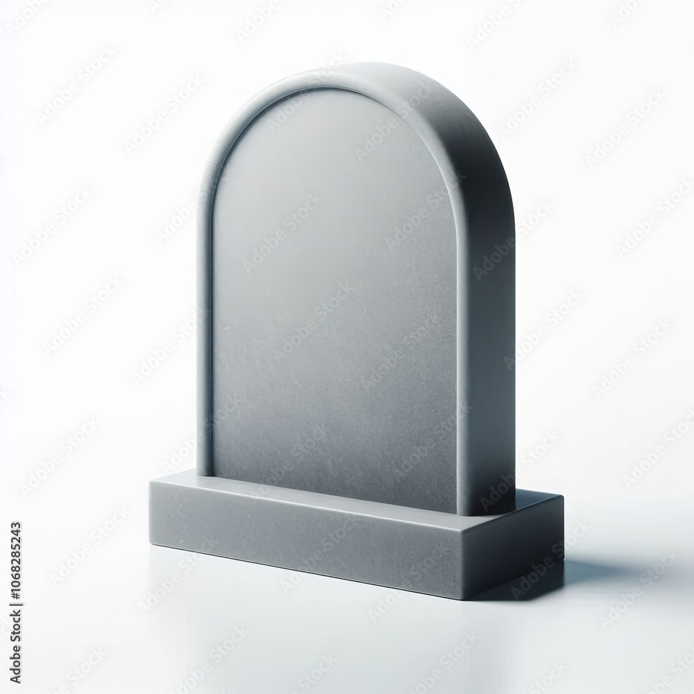 Poster 3d render of a gravestone with a grey frame, set against an empty background, perfect for advertisem