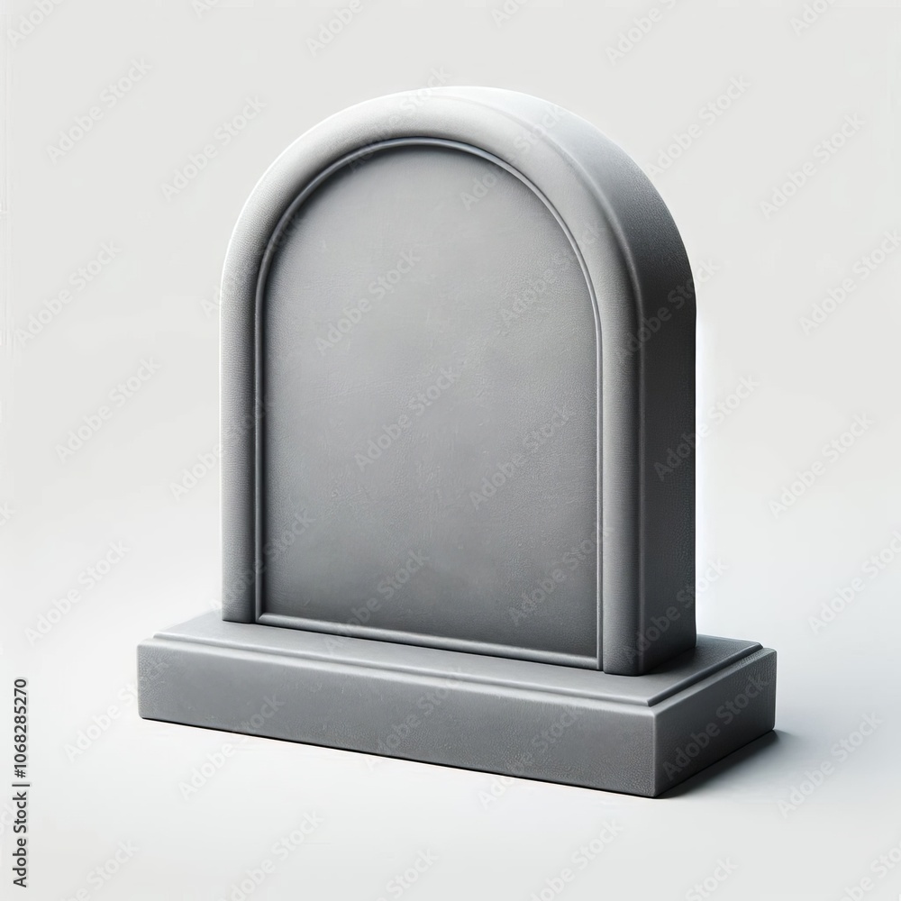 Poster 3d render of a gravestone with a grey frame, set against an empty background, perfect for advertisem
