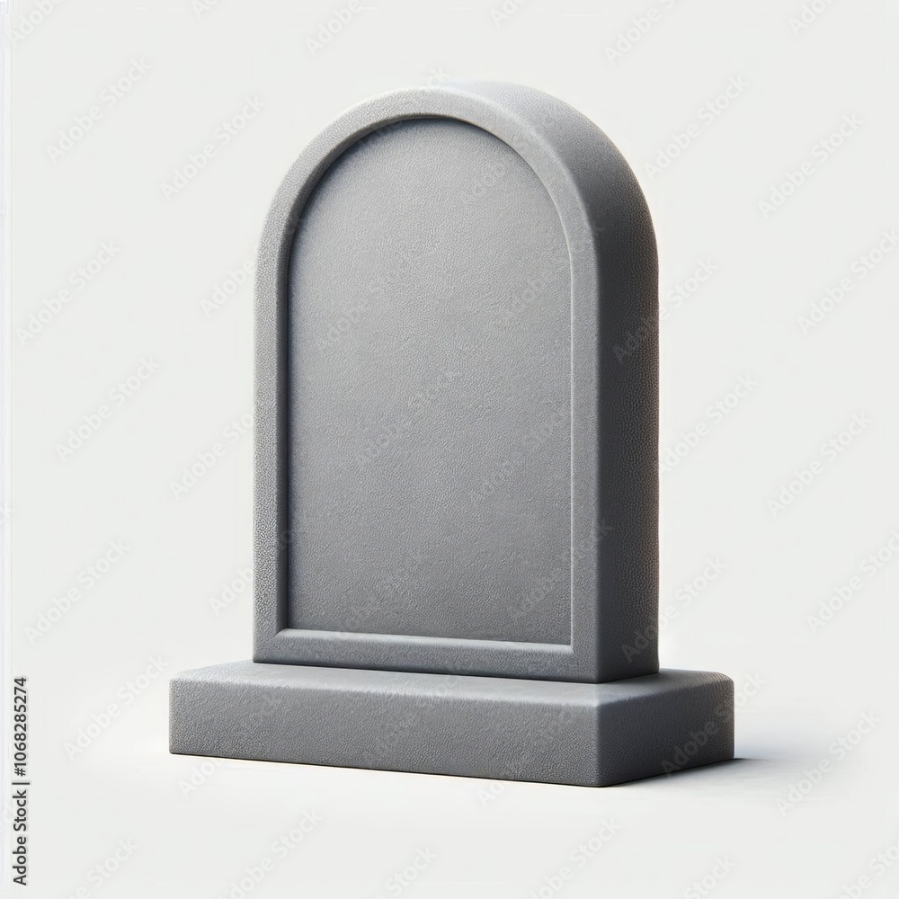 Poster 3d render of a gravestone with a grey frame, set against an empty background, perfect for advertisem