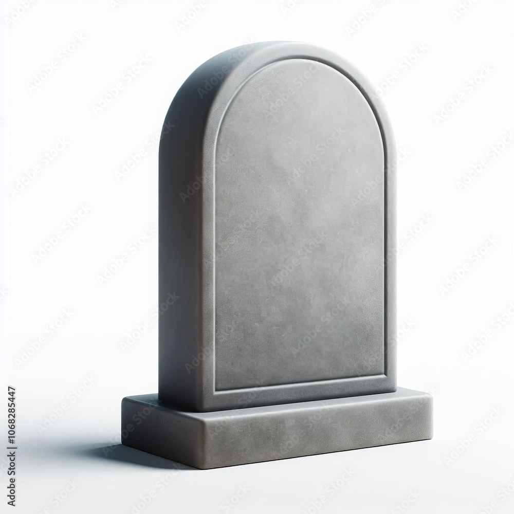 Poster 3d render of a grey gravestone, set against an empty background, perfect for advertisement or inform